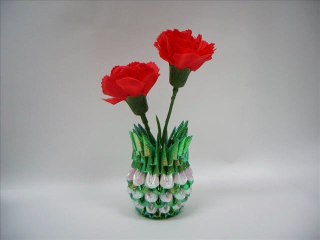 3D Origami Simple Rose Vase