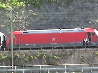 Nordportale Loreley Tunnel Umleiterverkehr rechte Rheinstrecke und Weichenstörung