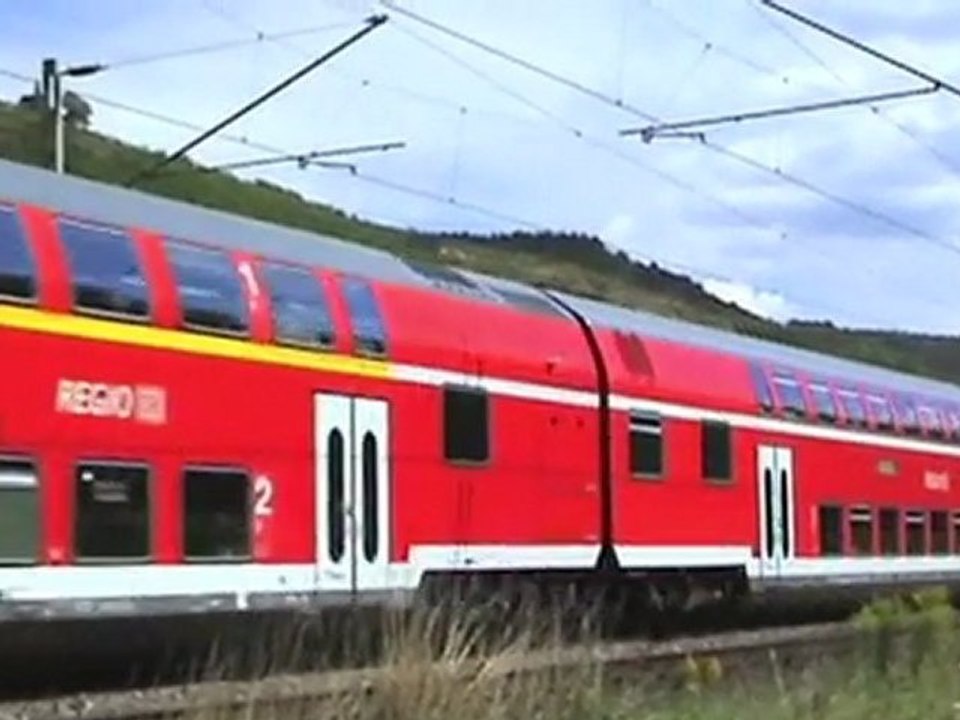 Trains in the valley of the river Moselle near the small town of Pommern