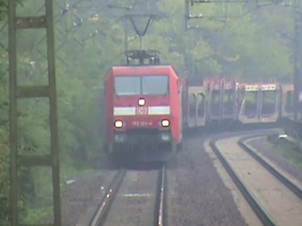 A German Crocodile and other trains at Kamp-Bornhofen on the right Rine line