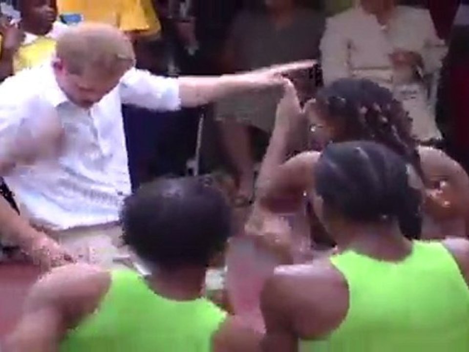 Prince Harry Grooving To Reggae Music Of Bob Marley.