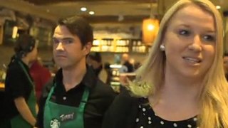 Jimmy Carr works as a Barista for the day