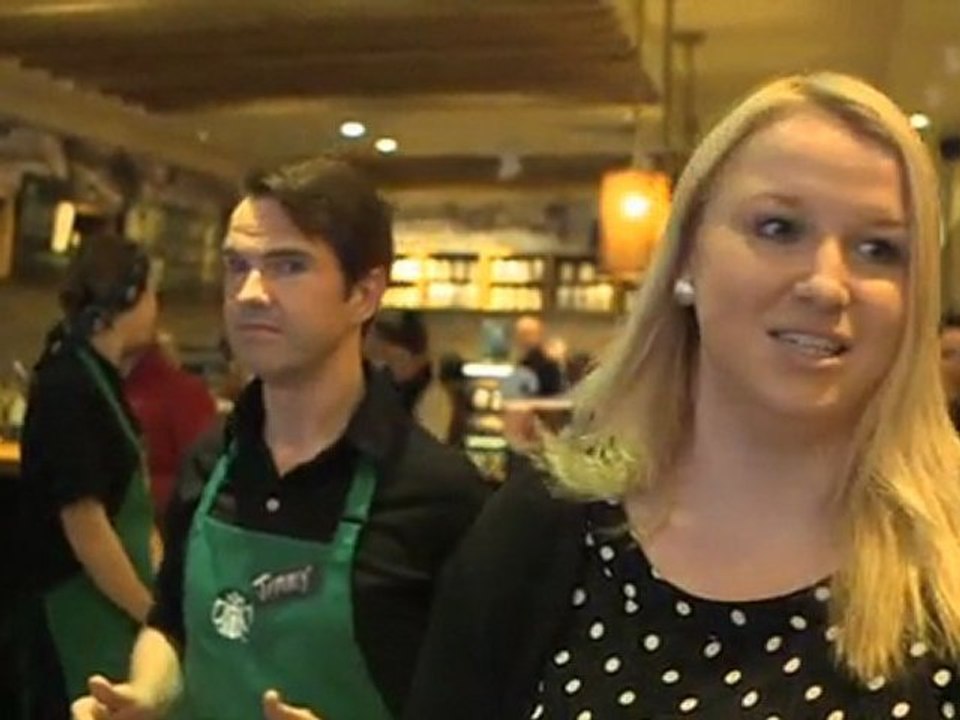 Jimmy Carr works as a Barista for the day