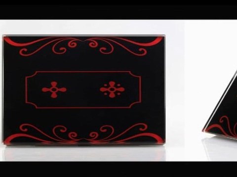 Red Floral Design Glass Panel Light Switch Touch Control