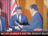 Necati Şaşmaz'a KKTC FAHRİ KÜLTÜR VE TURİZM ATAŞESİ Belgesi..
