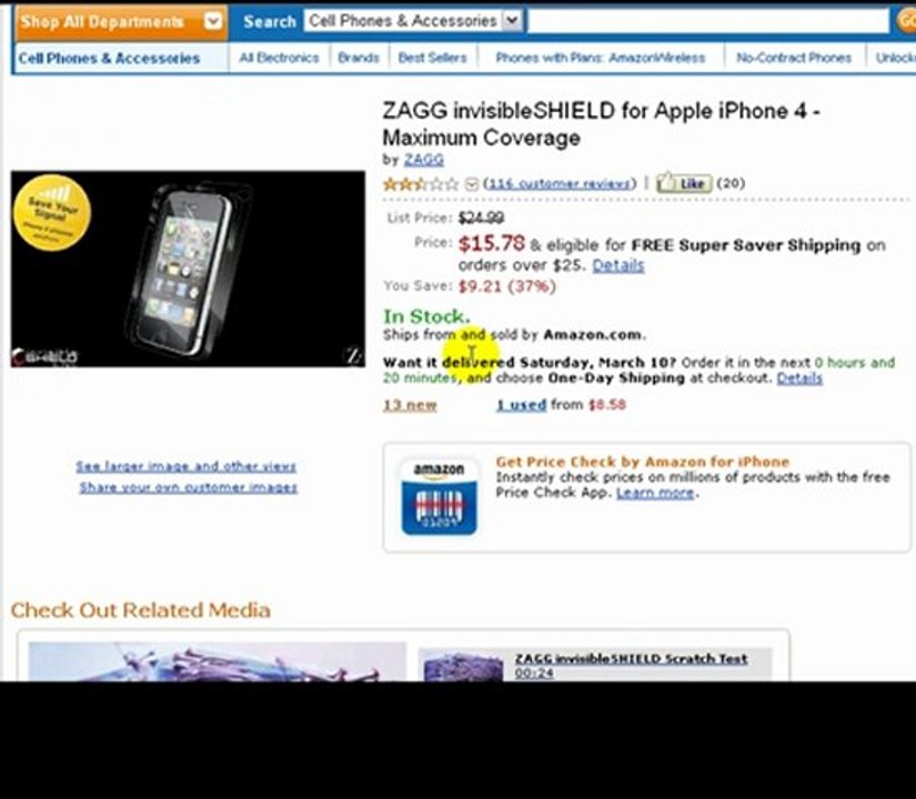 Screen Protectors For iPhone 4 - Zagg invisibleSHIELD - Max