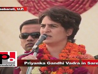 Priyanka Gandhi Vadra in Sareni Cast votes to bring in a positive politics and development