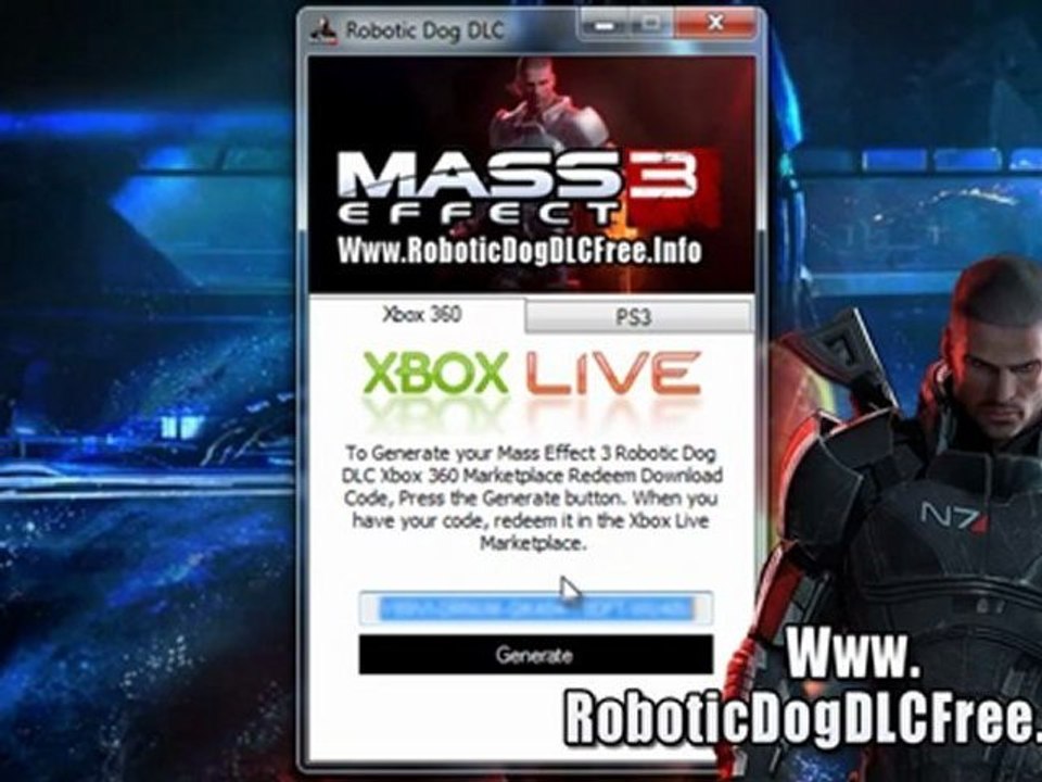 Mass Effect 3 Robotic Dog DLC Codes - Free - Xbox 360 - PS3