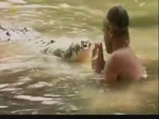 Необичайно приятелство на крокодил и мъж !!!