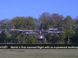 World's first manned flight with an electric multicopter