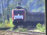 Züge in Pommern an der Mosel, RTS ER20, 2x BR181, 2x BR189, BR143, 2x BR426