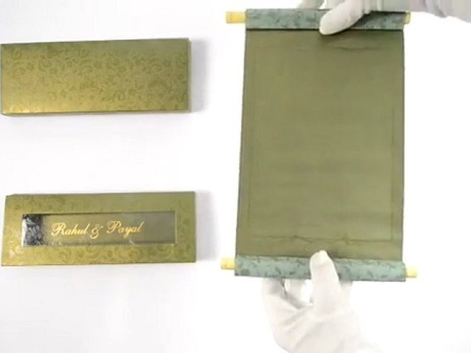 S1005, Green Color, Scroll Invitations, Bar & Bat-Mitzvah Invitations