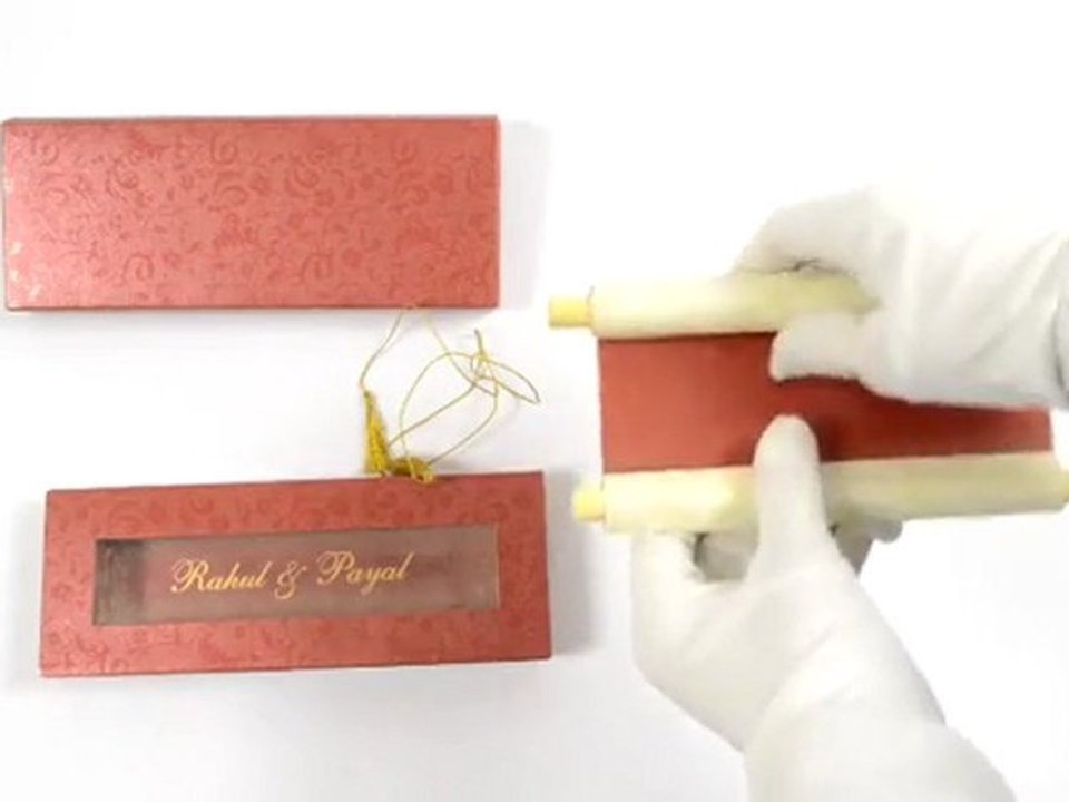 S1009, Red Color Jewish Scroll Invitations, Wedding Invitations