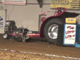 Indoor tractor-pulling accident