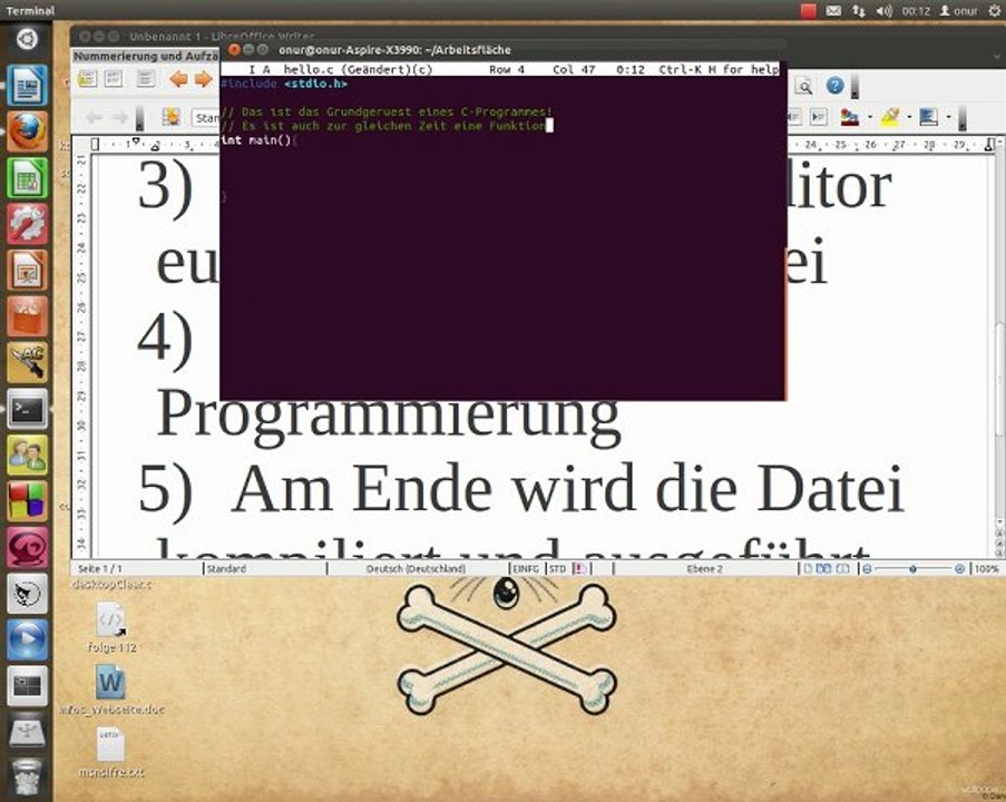Erstes c-programm unter ubuntu kompilieren und ausführen!