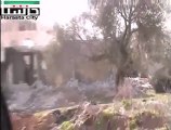 فري برس  ريف دمشق قصف مسجد عمار بن ياسر في حرستا أثناء حملة الدهم ومحاصرة المصلين 19 3 2012