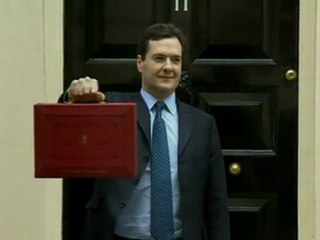George Osborne unveils the 2012 budget briefcase