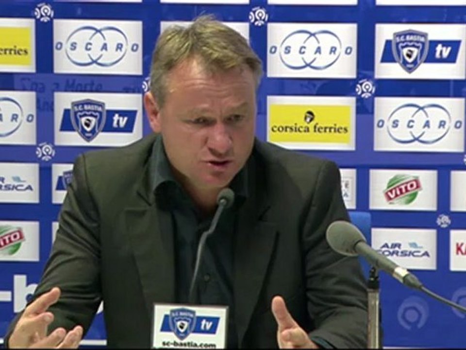 Conférence de presse SC Bastia - Paris Saint-Germain : Frédéric HANTZ (SCB) - Carlo ANCELOTTI (PSG) - saison 2012/2013