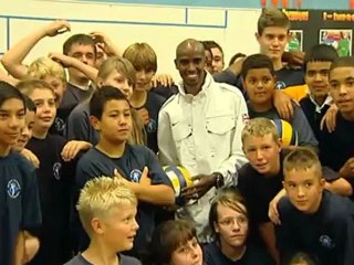 Mo Farah visits his old school in west London
