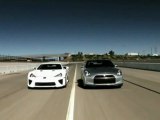 Lexus LFA races a Nissan GT-R