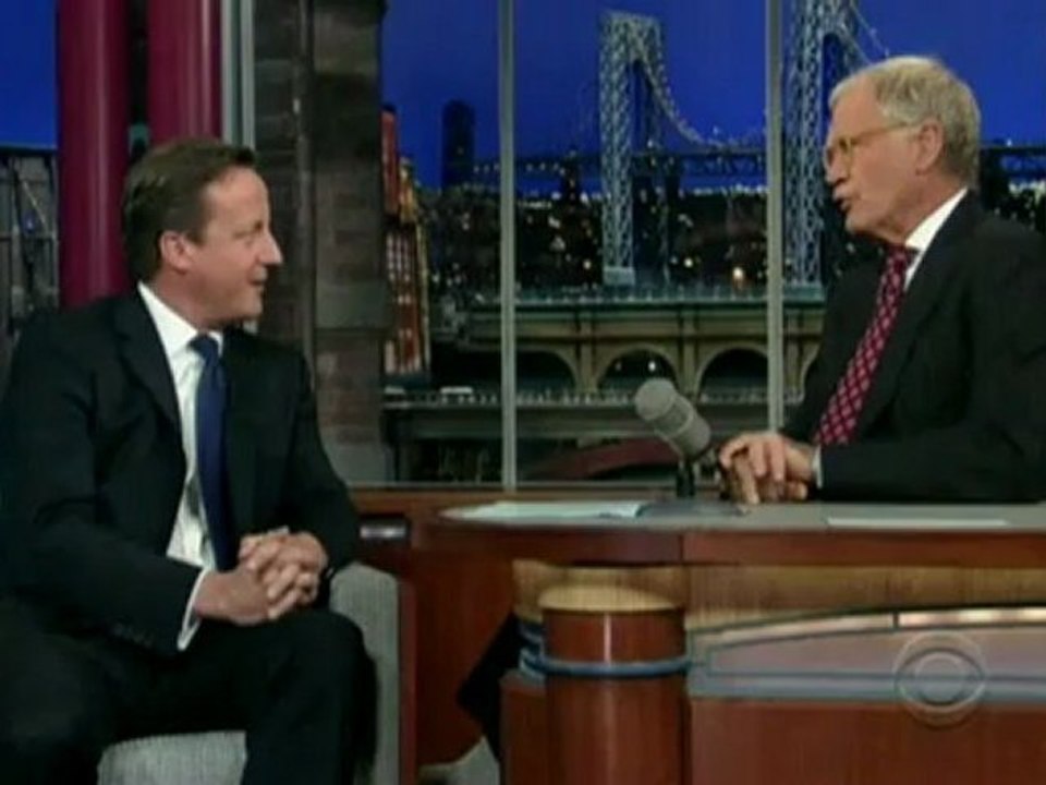 David Cameron appears on The Late Show with David Letterman
