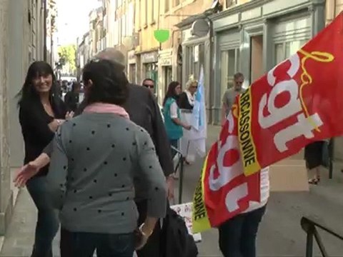 La Police Municipale de Carcassonne et des employés de Mairie en grève, ce jeudi 27 septembre 2012 :