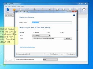 How to backup to an FTP destination
