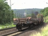 Trains between Erpel and Linz beside the river Rhine