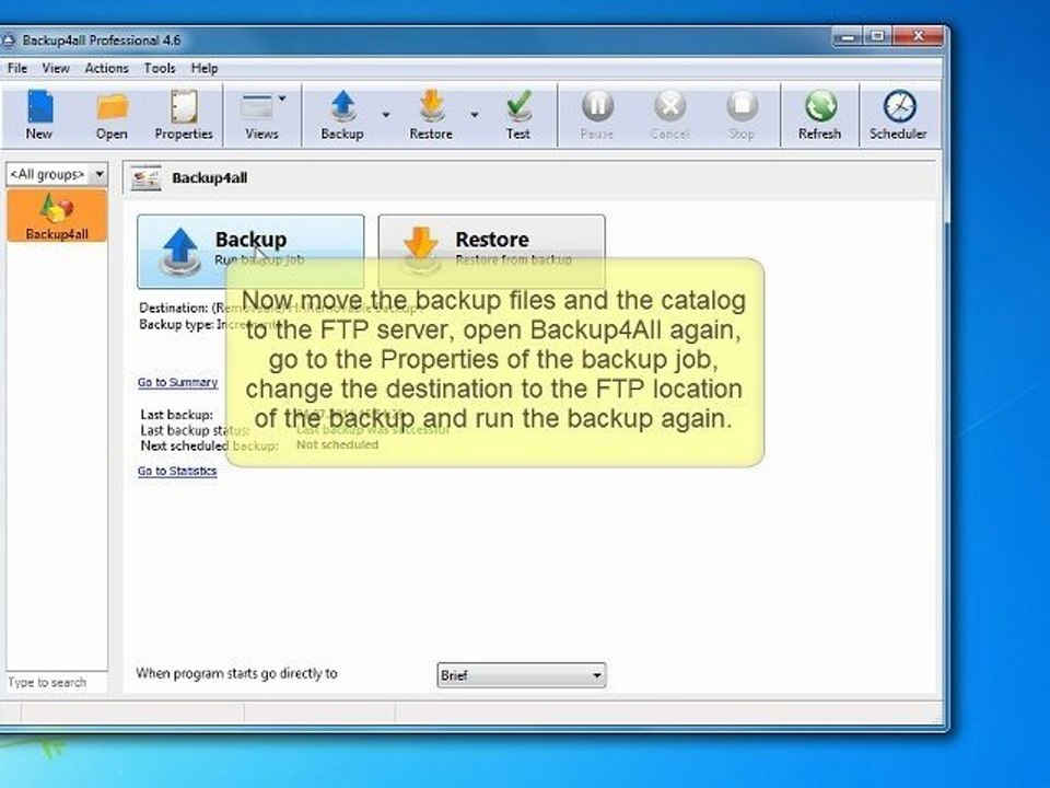 Make a full backup locally and subsequent incremental backups to FTP