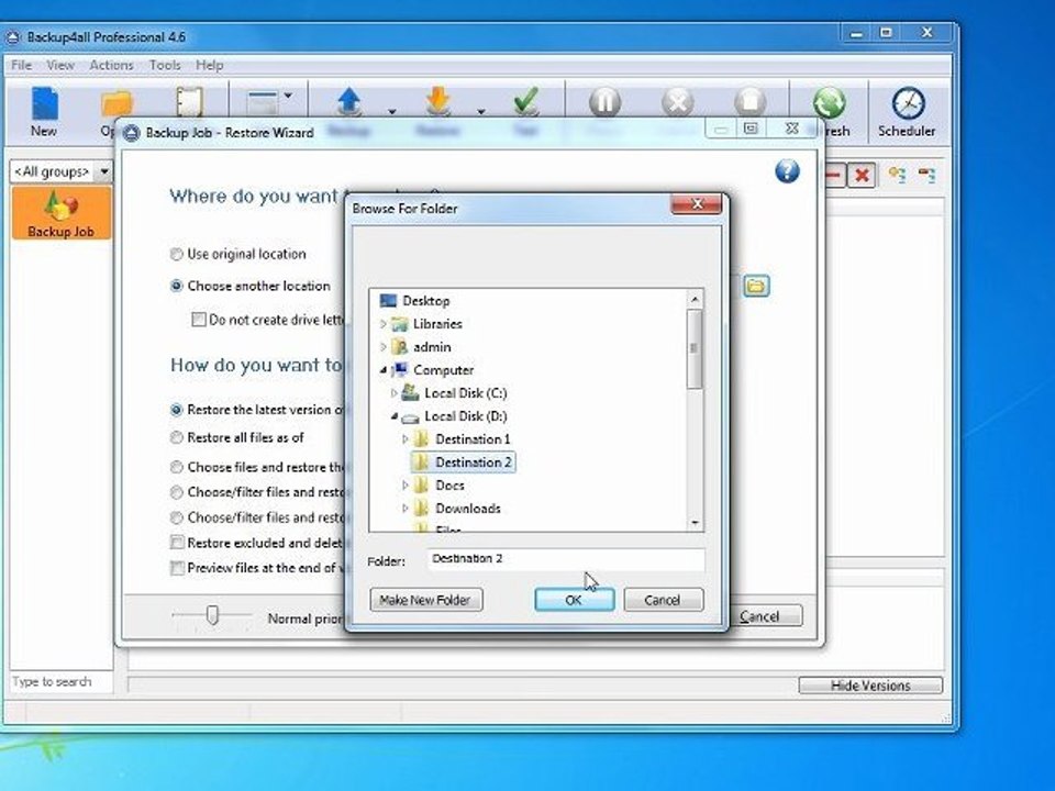 How to do a selective restore from any file versions
