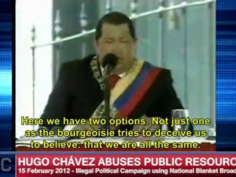Hugo Chávez illegal campaign attacks Henrique Capriles on State TV and National Broadcasts***
