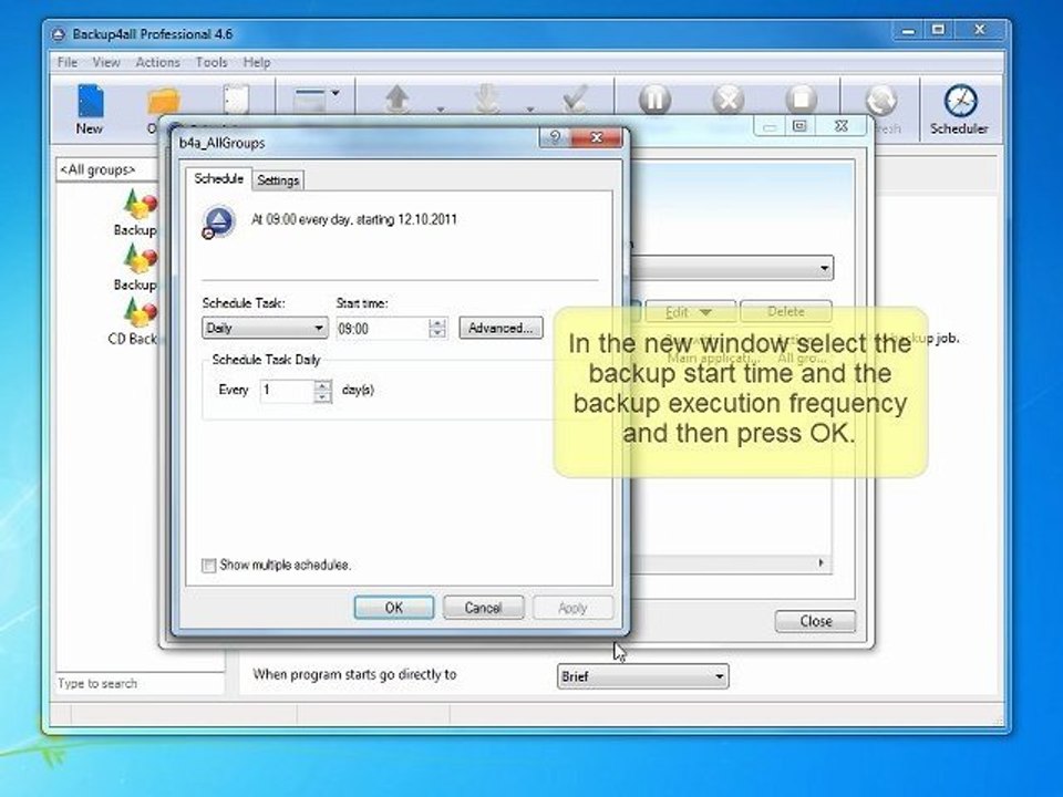 How to schedule all backup groups available in Backup4all