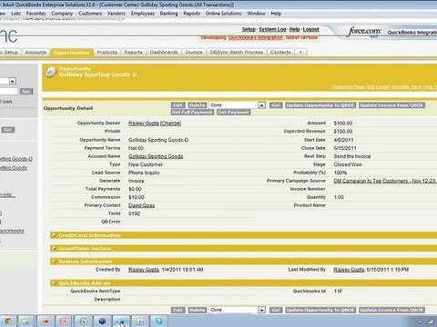 Salesforce and Quickbooks Integration