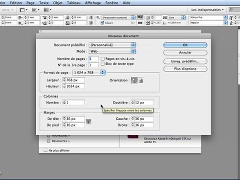 Adobe InDesign CS5 : Création d'un nouveau document InDesign pour ePub