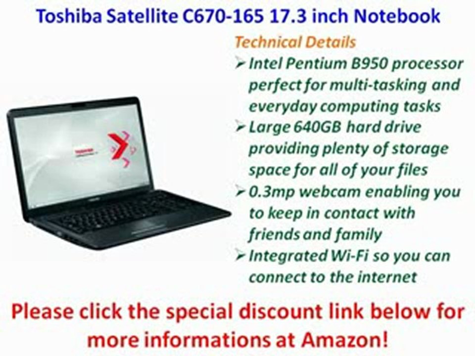 Toshiba Satellite C670-165 17.3 inch Notebook (Intel Pentium B950 2.1GHz_ 4GB RAM_ 640GB HDD) Best Price