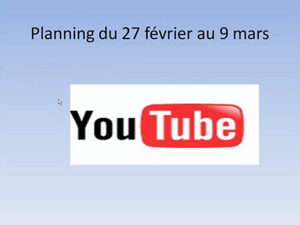 Planning de mes vidéos
