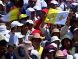 Pope holds mass attended by hundreds of thousands