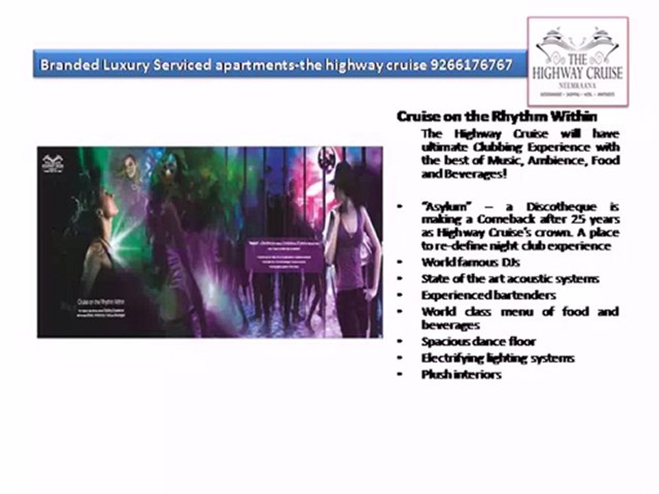 Branded Luxury Serviced apartments-the highway cruise 9266176767