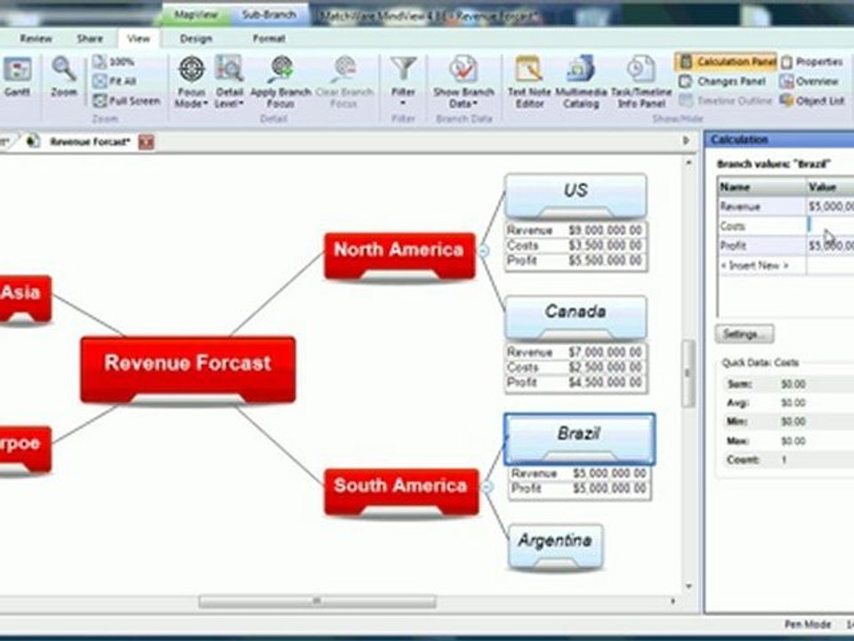 MindView 4 Business Edition - Calculation Feature and Excel Export Tutorial