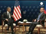 Barack Obama évoque sa réélection avec Dimitri Medvedev