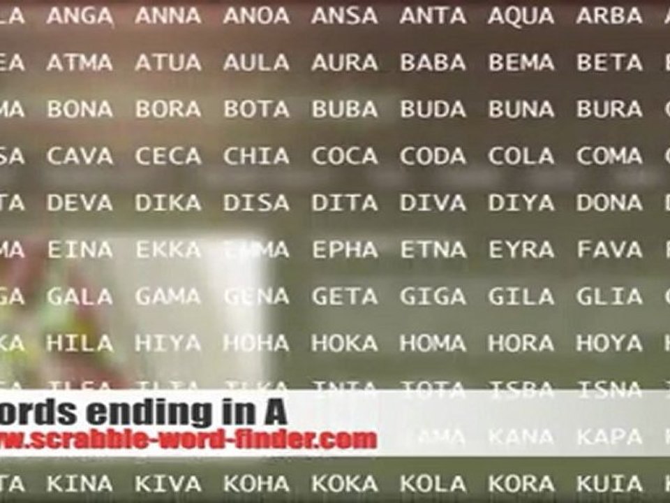 Words ending in A