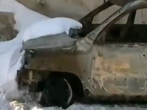 فري برس ريف دمشق رنكوس المنكوبة أثار حرق سيارة مدنية