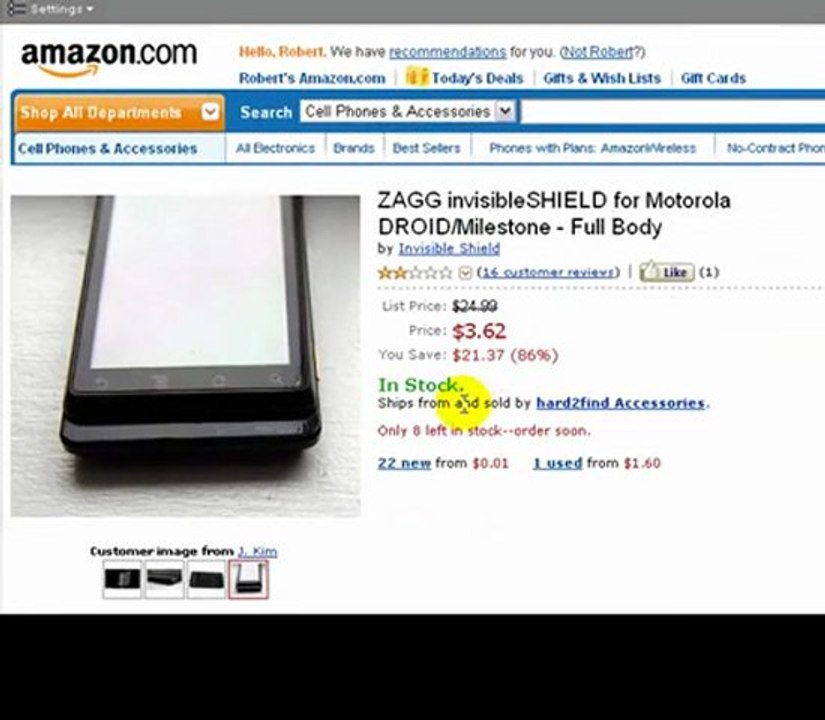 Zagg Motorola Droid Screen Protector invisibleSHIELD