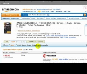 ZAGG invisibleSHIELD HTC Evo Shift Screen Protector