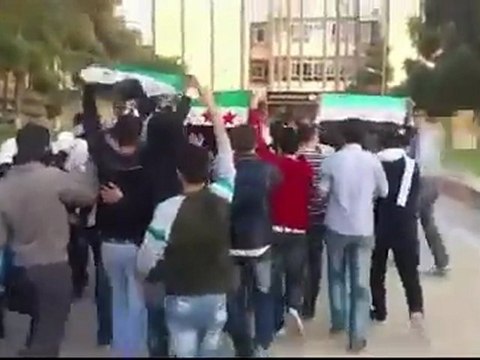 فري برس حلب جامعة الثورة مظاهرة أحرار كلية الكهربا 27 3 2012