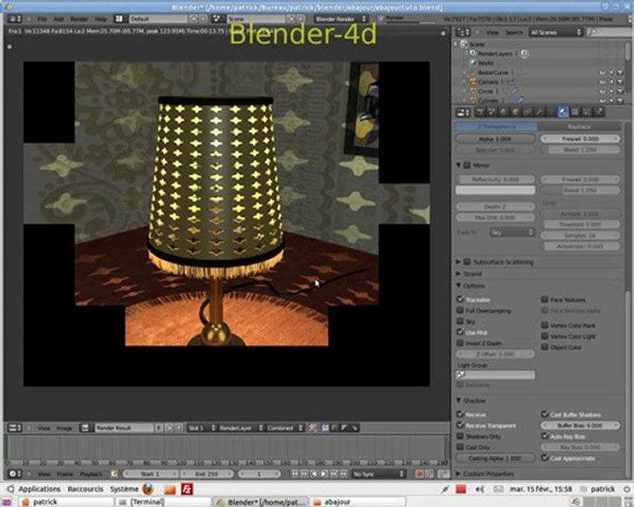 Tutoriel percer des motifs avec une texture Alpha dans Blender