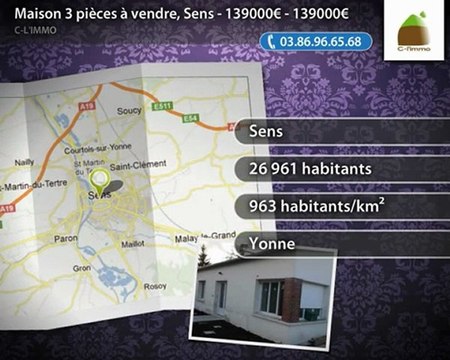 Maison 3 pièces à vendre, Sens - 139000€ - 139000€