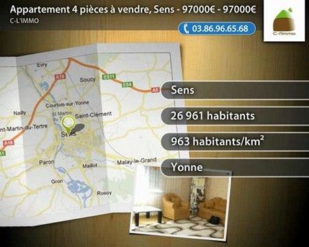 Appartement 4 pièces à vendre, Sens - 97000€ - 97000€