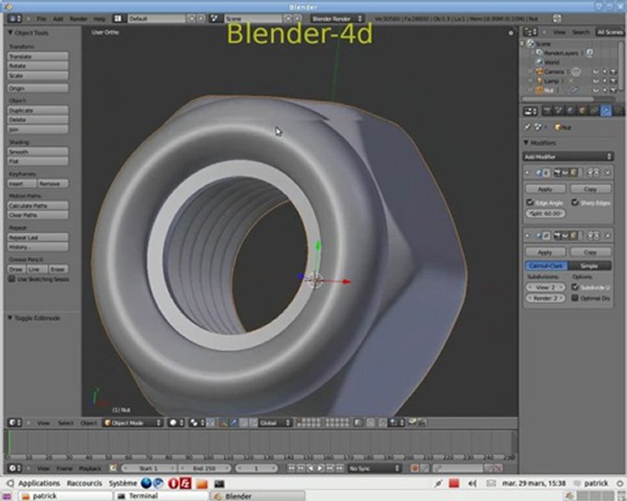 Tutoriel ecrou Nylstop dans Blender