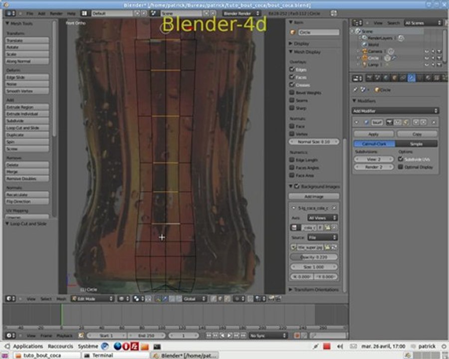Modéliser une bouteille de Coca Cola dans Blender (Partie 1/4)